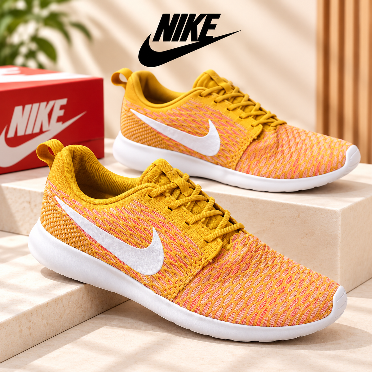 Nike Yellow Pink Running Shoes for Men