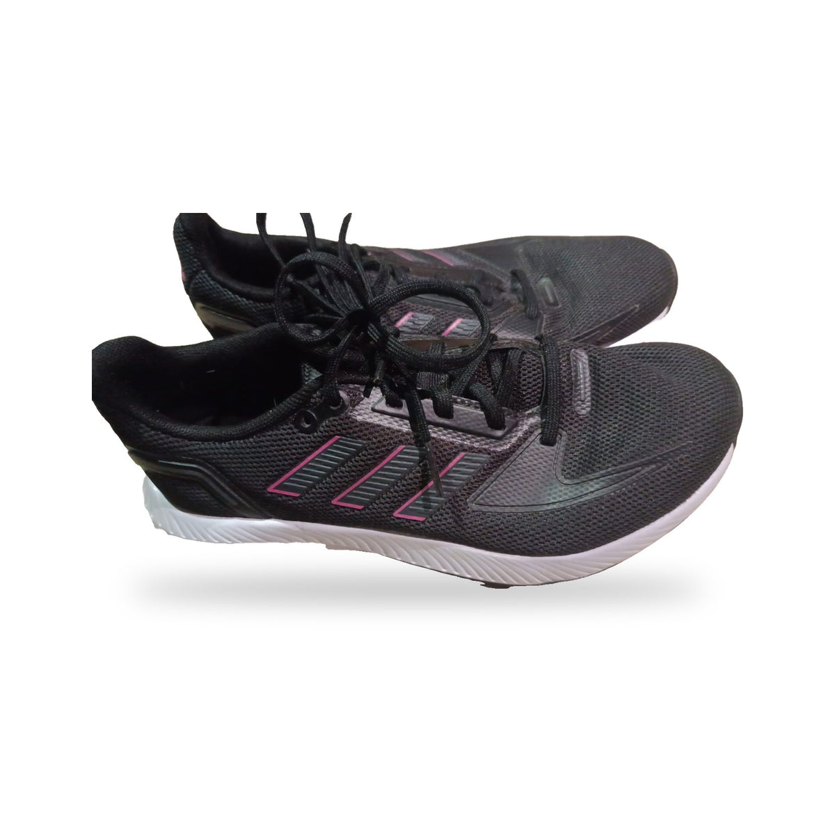 Adidas Black Running Shoes with Pink Accents